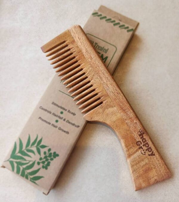 Neem Wood Comb - Handle - Image 2